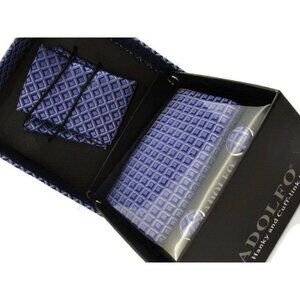 Adolfo Cufflink Matching Tie Hanky Set Shirt Formal Wedding Tux Vintage